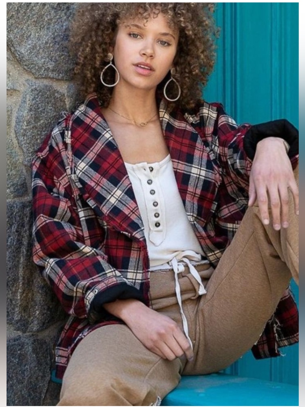 Pol Red Plaid Quilted Cotton Fall Jacket NWOT 🌷